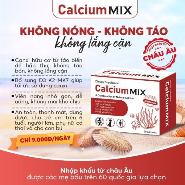 Calcium MIX hấp thu vượt trội và không gây nóng, táo bón